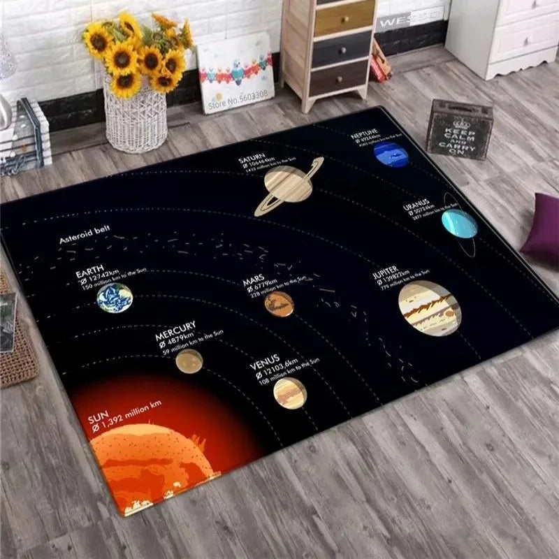 Solar System Galaxy Rug Planet Design Non-Slip Floor Mat Living Room Kids Bedroom Home Decoration