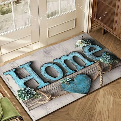 Floral Succulent 3D Embossed Non-Slip Absorbent Door Mat Bathroom Entryway Rug Home Decor