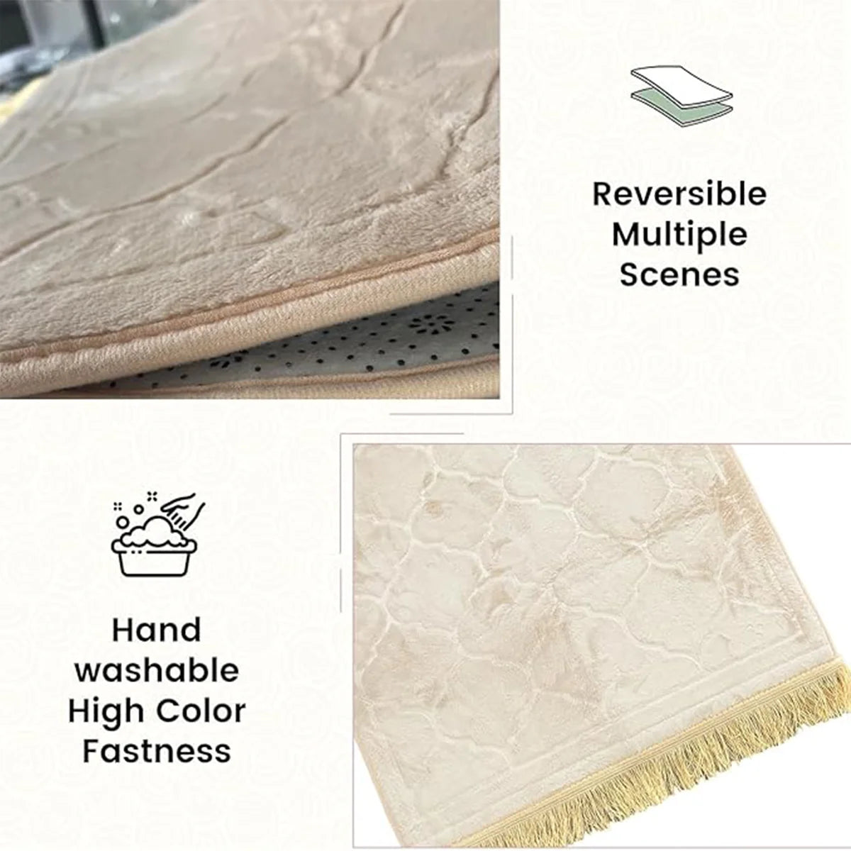 Soft Sponge Prayer Mat Portable Tassel Embossed Multi-Scene Prayer Rug