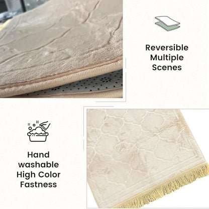 Soft Sponge Prayer Mat Portable Tassel Embossed Multi-Scene Prayer Rug