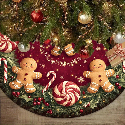 VIKAMA Gingerbread Peppermint Christmas Tree Skirt Rug