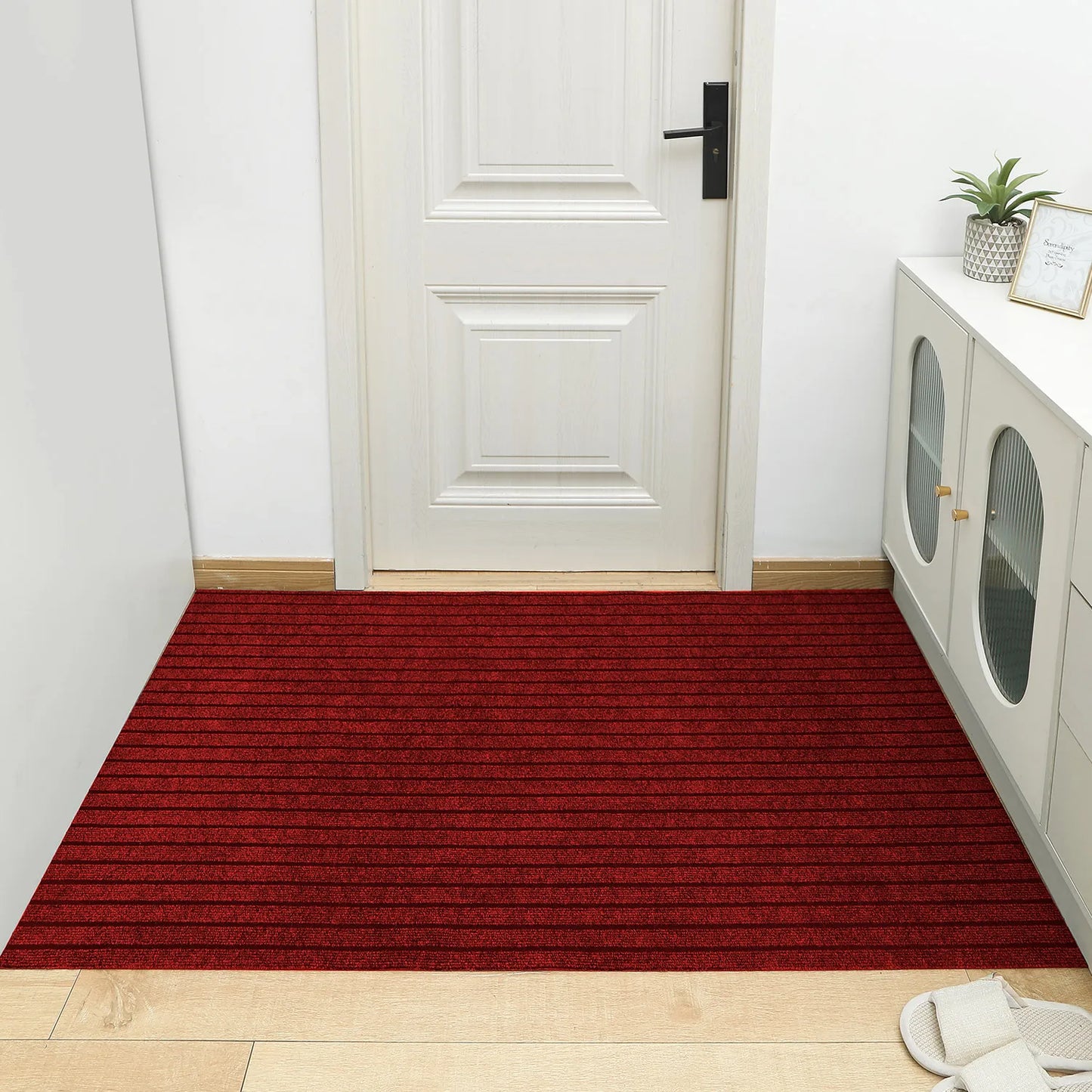 VIKAMA Striped Entry Door Mat Non-Slip Wear-Resistant Water-Absorbent Foot Rug Home Decor