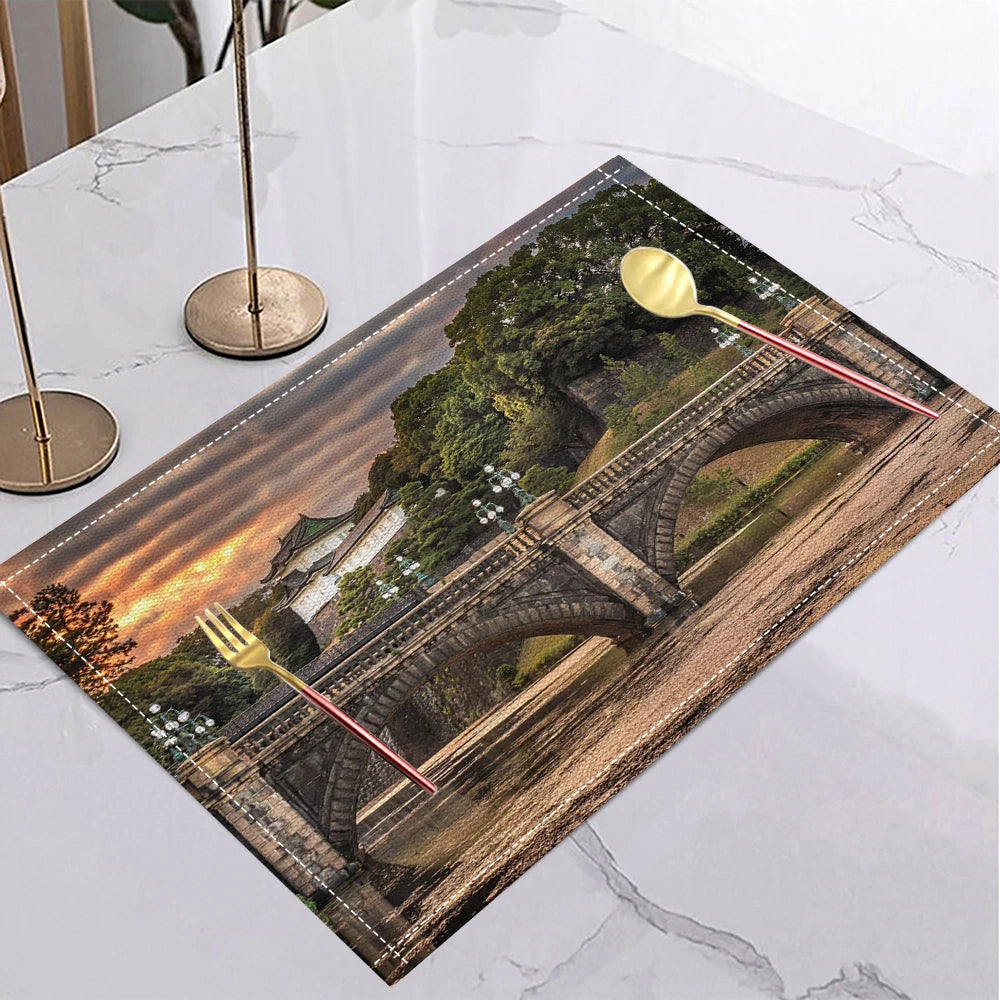 Japanese Ukiyo-e Linen Non-Slip Placemat