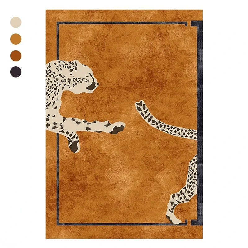 Light Luxury Leopard Print Plush Area Rug