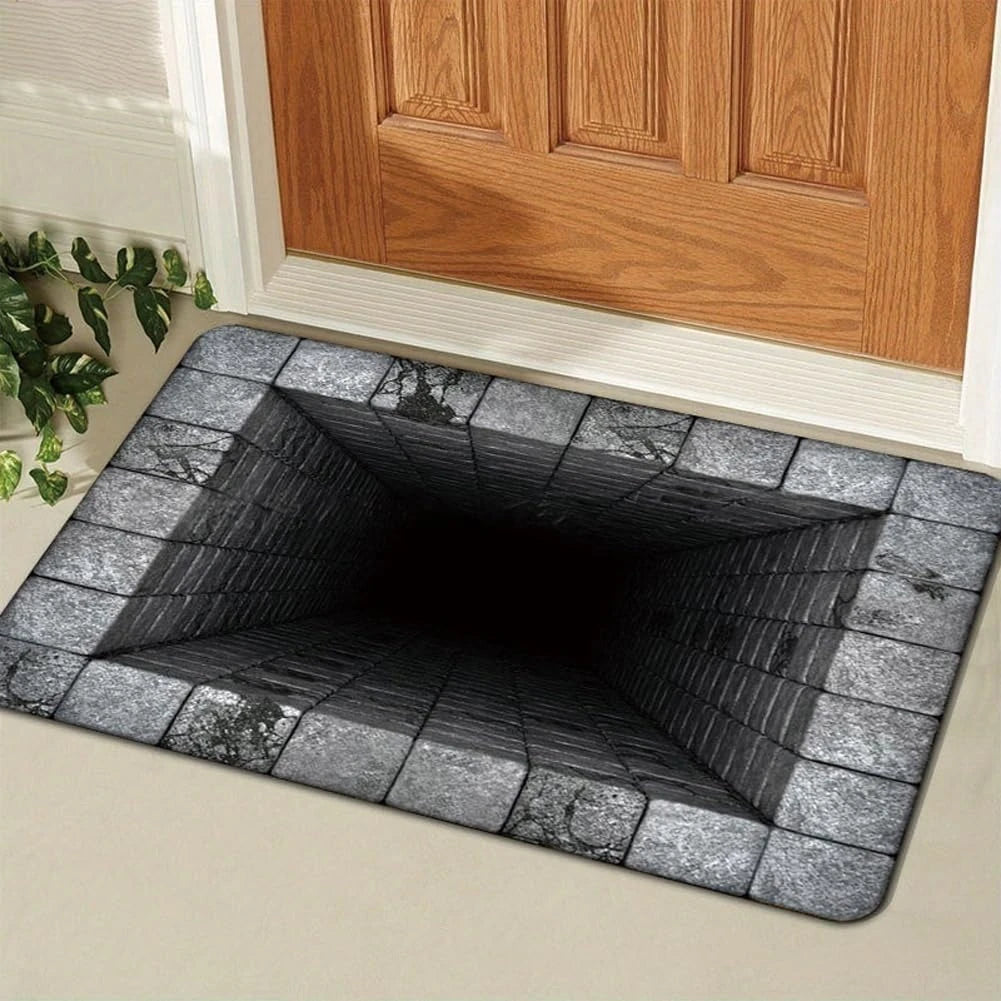 3D Brick Hole Illusion Doormat