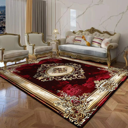 Persian Luxury Red Carpet Large Non-Slip Living Room Bedroom Rug Washable Aisle Floor Mat Home Decor