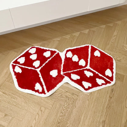 Red Dice Tufted Non-Slip Rug