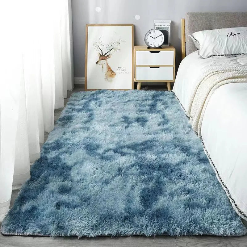 VIKAMA Silk Wool Shaggy Rug Non-Slip Washable Soft Plush Bedroom Area Rug Home Decor