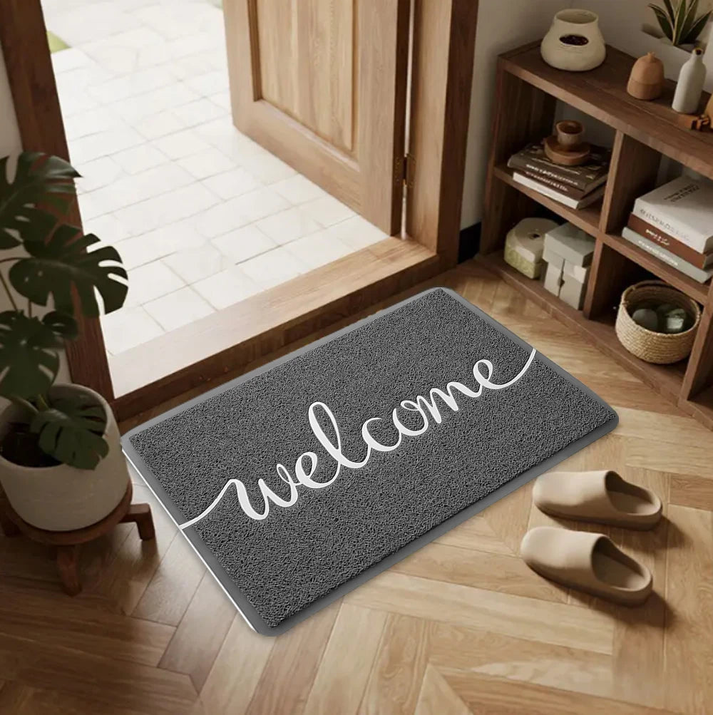 Heart pattern welcome non-slip door mat