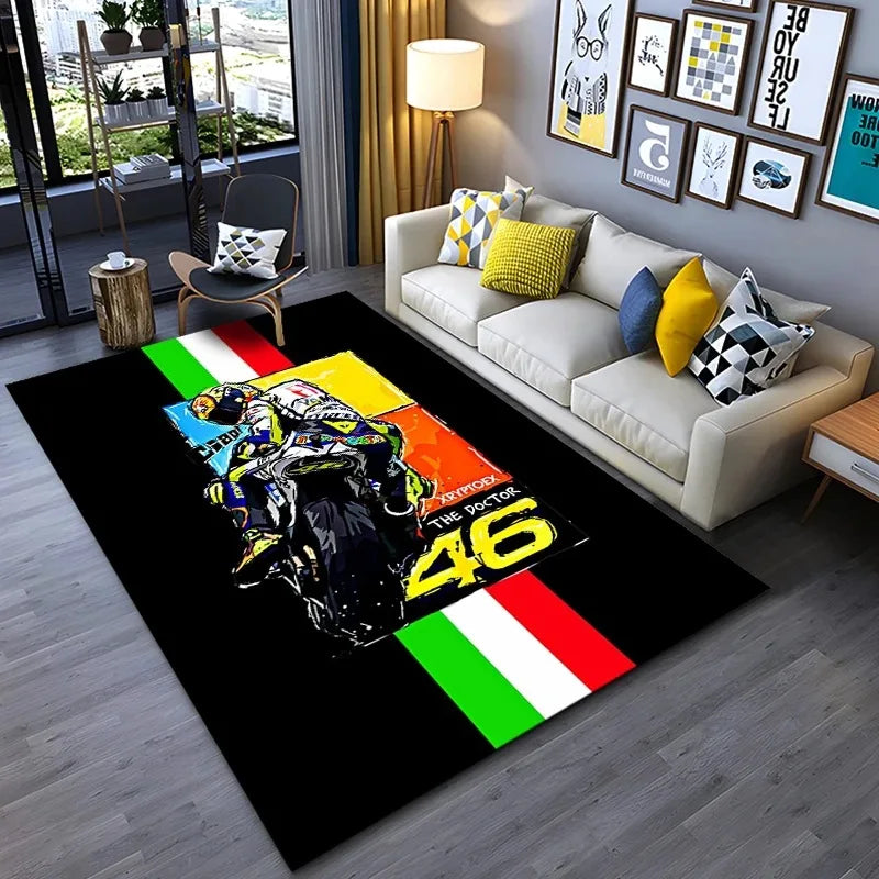 The Doctor Cartoon Yellow Racing Theme Carpet Mat Number 46 Living Room Bedroom Rug Home Decoration
