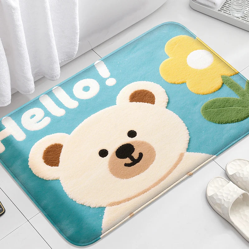 Yellow duck floor mat, absorbent small carpet, toilet seat mat, decorative floor mat, bathroom door mat, machine washable