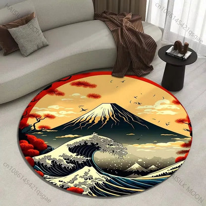 Japanese Great Wave Round Area Rug