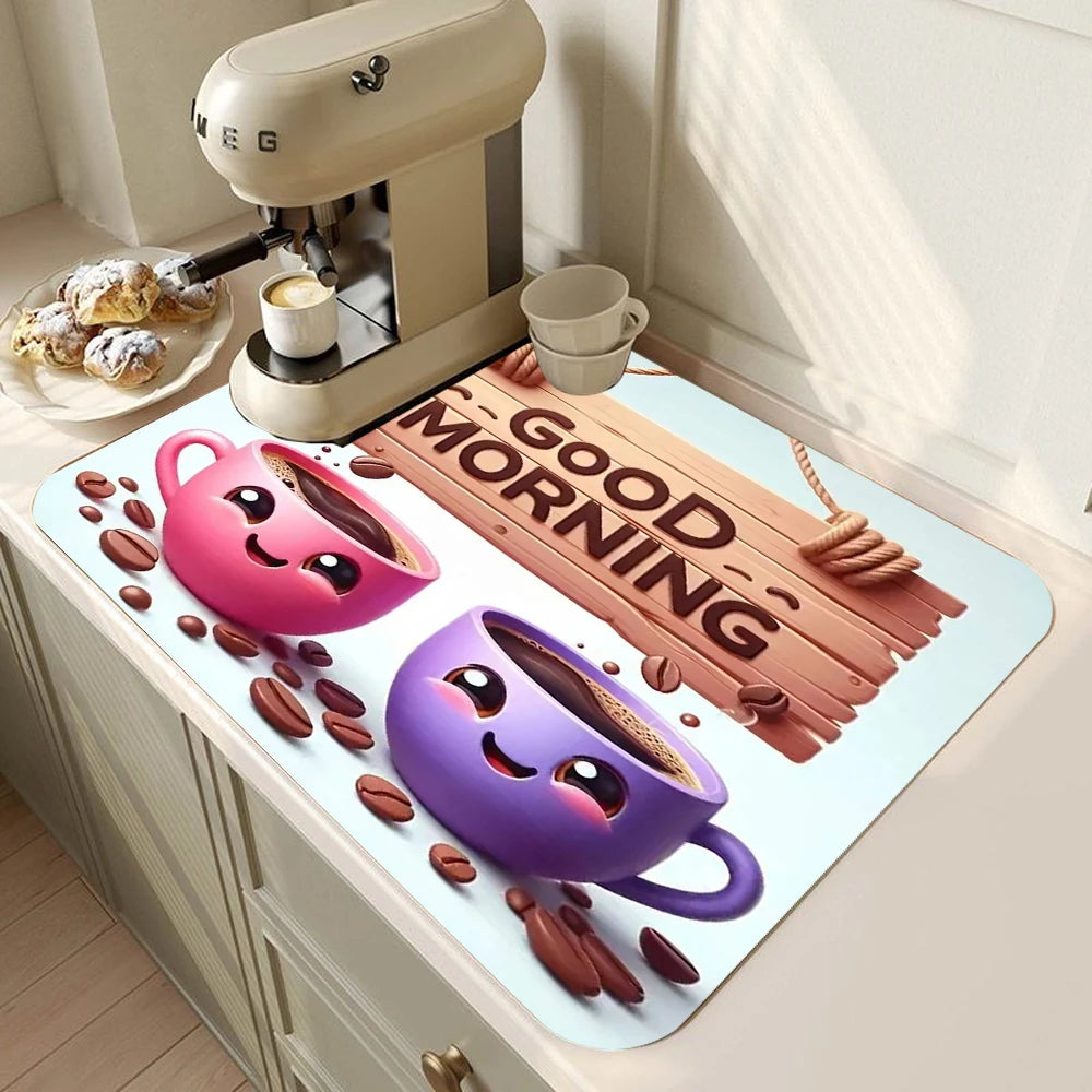 Absorbent Coffee Machine Drip Mat with Non-Slip Rubber Sole Anti-Dirt for Coffee Machine Kitchen Sink Bathroom Countertop