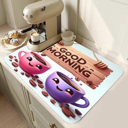 Absorbent Coffee Machine Drip Mat with Non-Slip Rubber Sole Anti-Dirt for Coffee Machine Kitchen Sink Bathroom Countertop