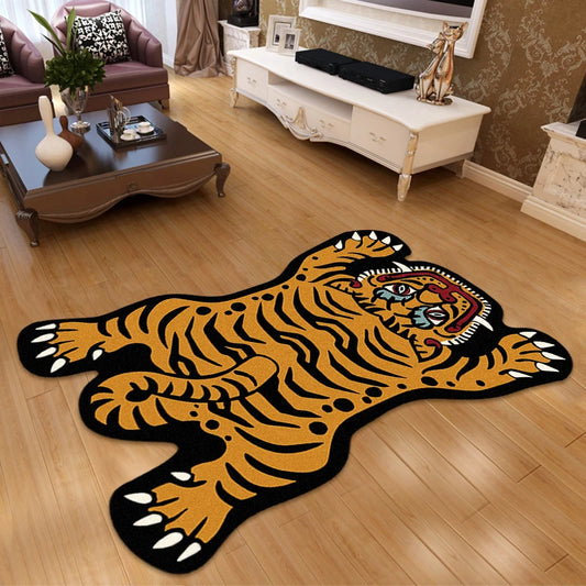 VIKAMA Cartoon Tiger Carpet Non-Slip Kids Bedroom Living Room Floor Mat