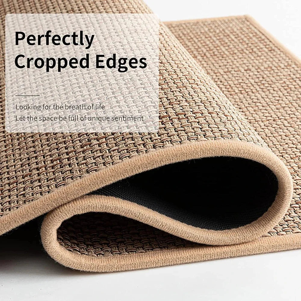 Washable non-slip faux sisal kitchen runner rug natural rubber backing