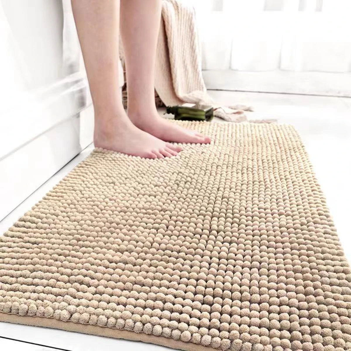 Super Plush Microfiber Anti-Skid Bathroom Carpet Absorbent Machine Washable Chenille Bath Mat Quick Drying Floor Mat