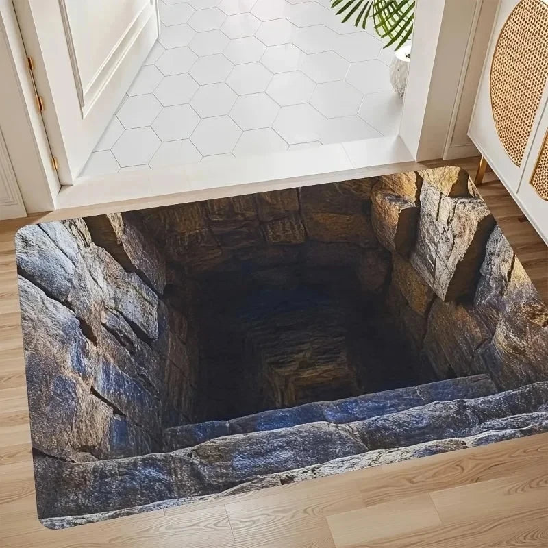 3D Optical Illusion Abyss Carpet Non-Slip Washable Door Mat Bathroom Bedroom Camping Yoga Floor Rug