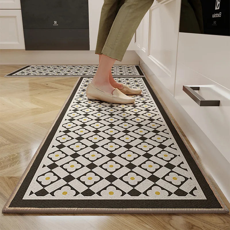 VIKAMA Cartoon Crystal Velvet Non-Slip Kitchen Floor Mat