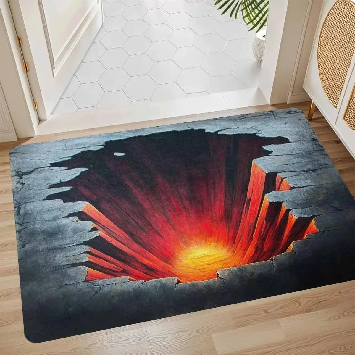 VIKAMA 3D Stone Cave Vortex Entrance Doormat