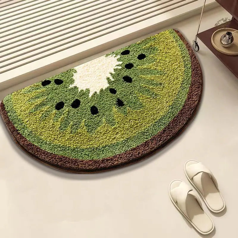 Watermelon Faux Cashmere Bathroom Floor Mat Non-Slip Toilet Carpet