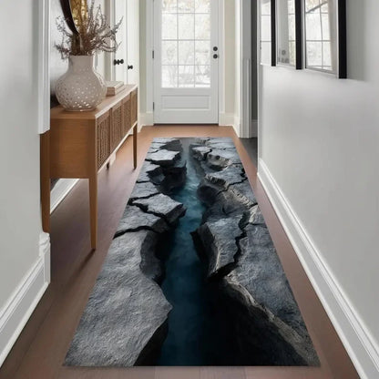 3D waterfall abyss illusion runner rug
