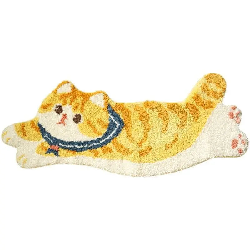 VIKAMA Cute Cat Girl Faux Cashmere Carpet Soft Non-Slip Absorbent Bedroom Bathroom Kitchen Floor Mat