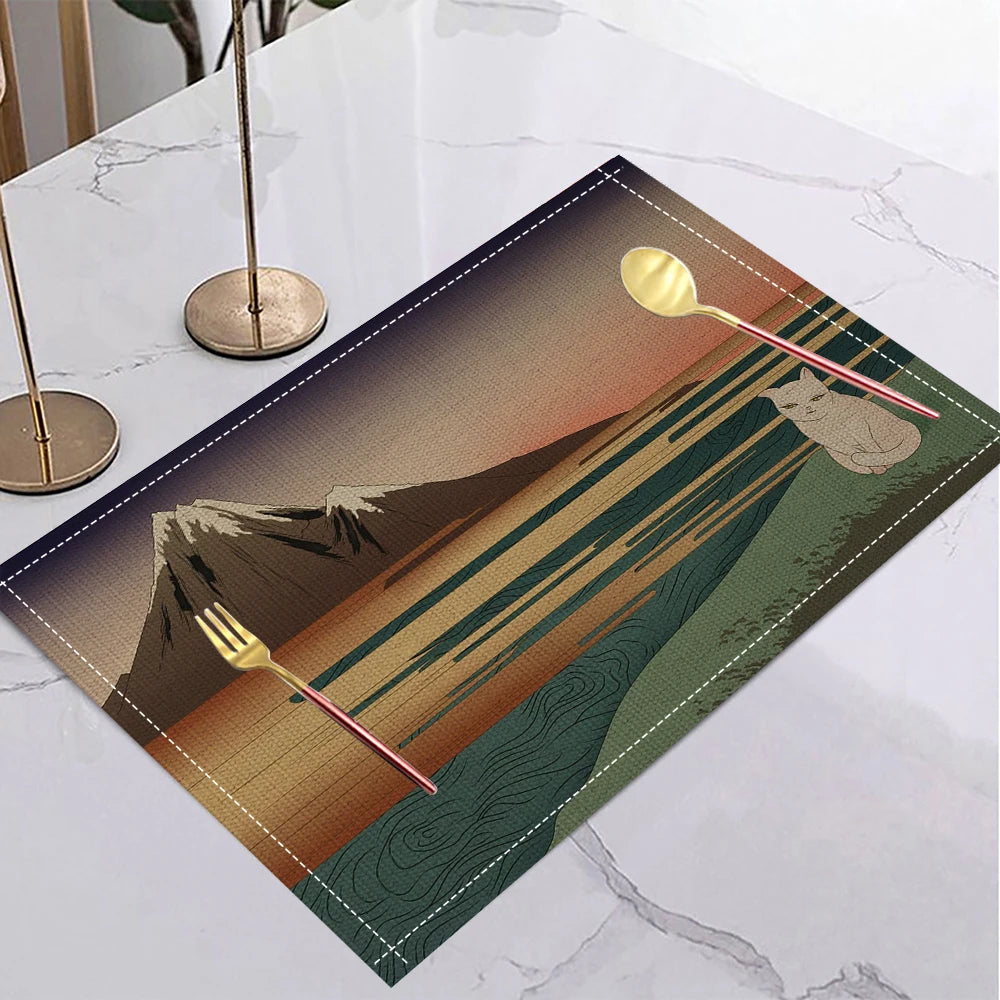 Japanese Ukiyo-e Linen Non-Slip Placemat