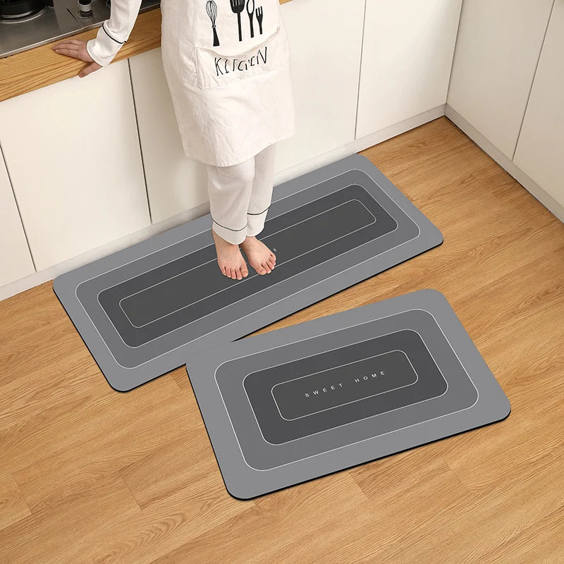 Kitchen Floor Mat Waterproof Non-Slip Dirt-Resistant Diatomite Door Mat Household Carpet Home Decor
