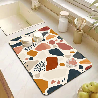 Non-slip absorbent kitchen drying mat