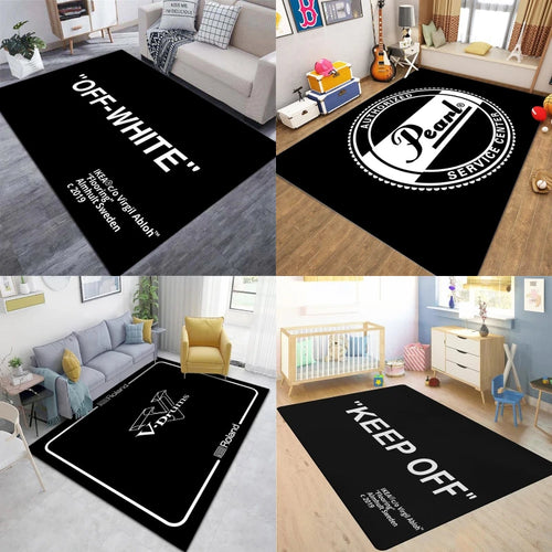 Personalized Text Print Large Area Rug Non-Slip Wear-Resistant Carpet Soft Floor Mat Living Room Bedroom Home Decor