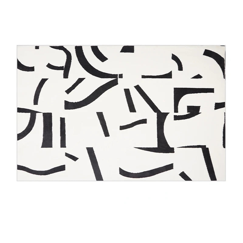 Modern Luxury Black & White Plush Washable Area Rug