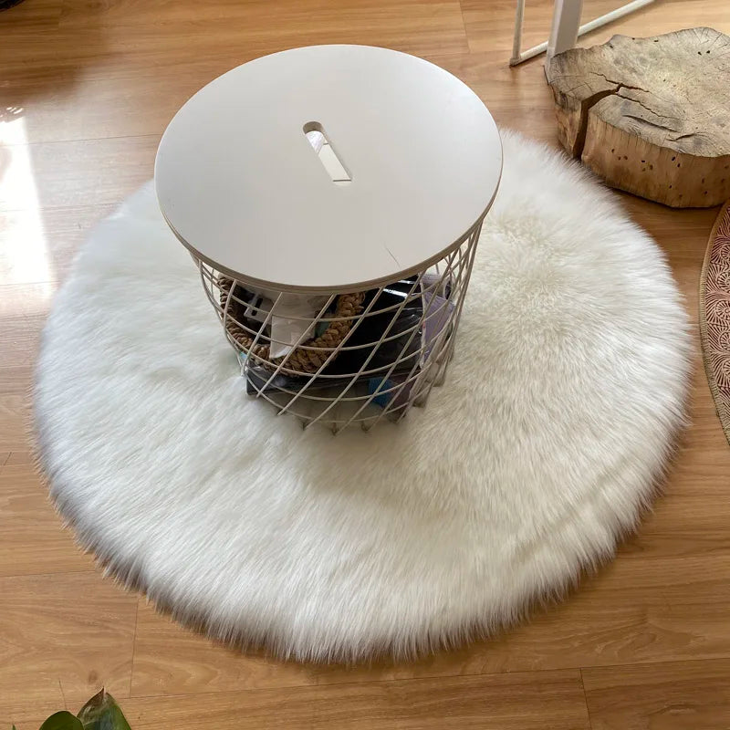 Round Faux Sheepskin Fluffy Area Rug