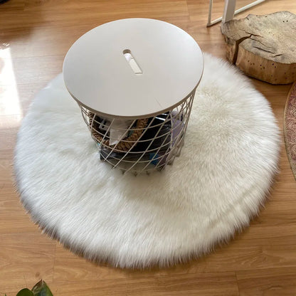 Round Faux Sheepskin Fluffy Area Rug