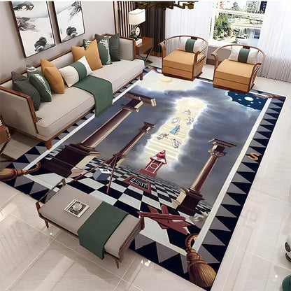 Freemasonry Symbol Non-Slip Area Rug