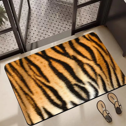 Leopard Flannel Bathroom Mat Absorbent Quick-Dry Non-Slip Floor Rug Dirt-Resistant Entrance Door Mat Home Decor