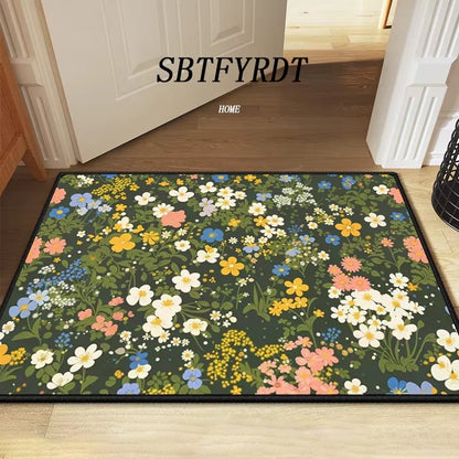 VIKAMA Beautiful Flower Rug Soft Welcome Mat Non-Slip Door Mat Outdoor Carpet Bedroom Living Room Home Decor