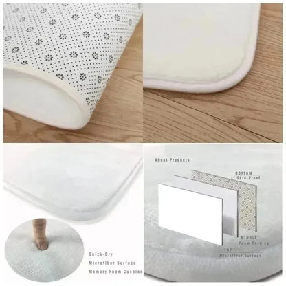 Christmas Welcome Mat Red Green Wreath Holly Floor Rug Holiday Decor Door Mat