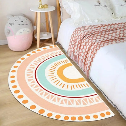 VIKAMA Rainbow Semi-Circular Carpet Non-Slip Bedroom Bedside Entry Door Mat