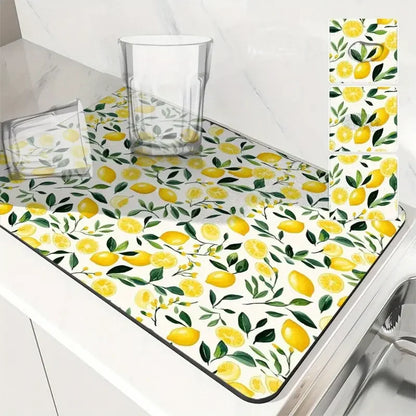Lemon Absorbent Kitchen Drying Mat