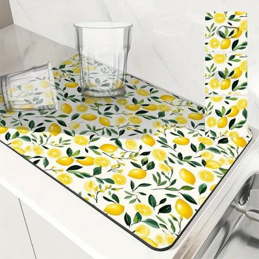 Lemon Absorbent Kitchen Drying Mat