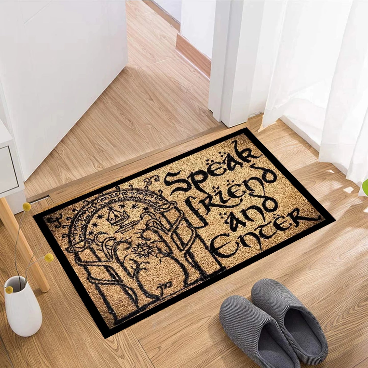 VIKAMA Middle Earth Lord of the Rings Printed Rug Non-Slip Entrance Doormat Hallway Fantasy Decorative Carpet