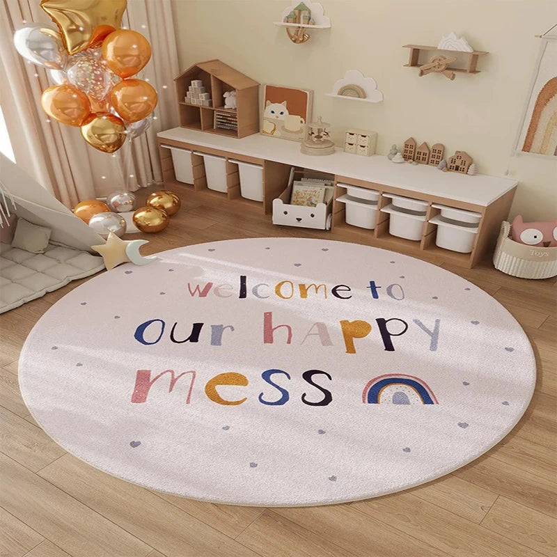 Space Planet Rocket Kids Cartoon Area Rug