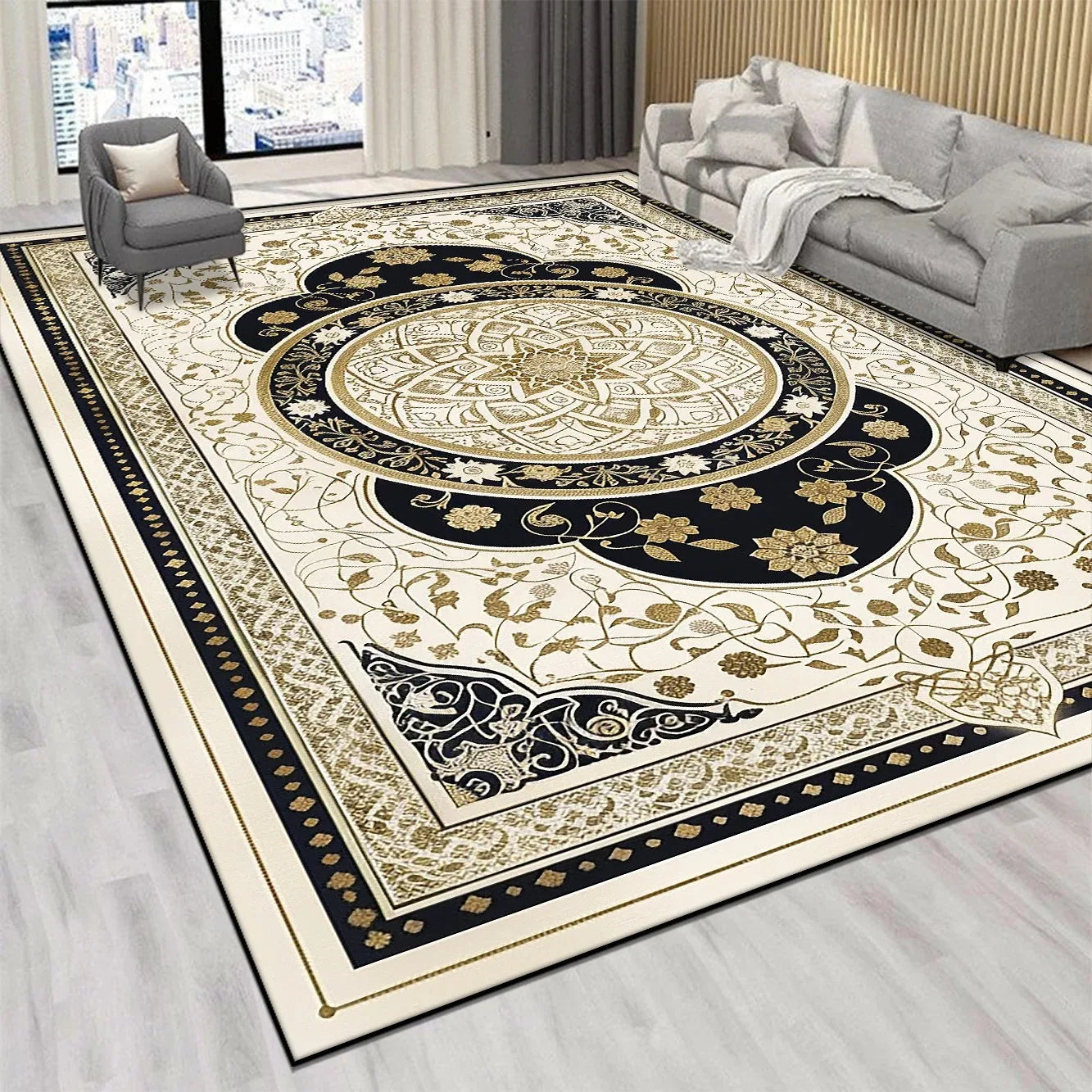 Persian Luxury Red Carpet Large Non-Slip Living Room Bedroom Rug Washable Aisle Floor Mat Home Decor