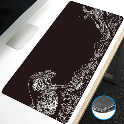 VIKAMA Black Wave Table Mat Black Game Mouse Pad Mat Anti-Slip Mat Desktop Carpet Game Handle Desktop Gadget Mouse Pad