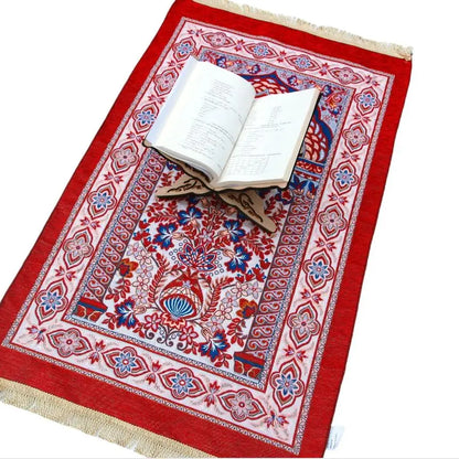 Portable cotton Muslim prayer rug for travel