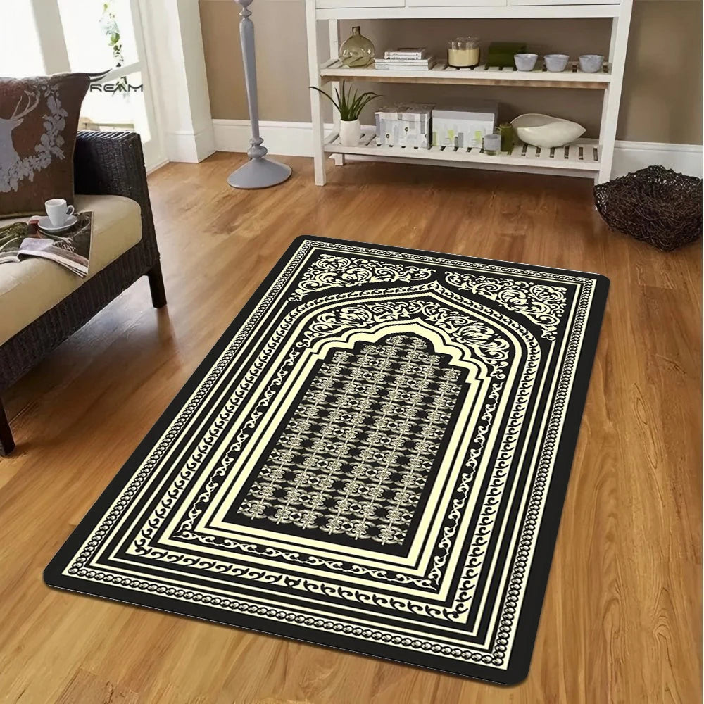 Islamic Prayer Black Non-Slip Rug