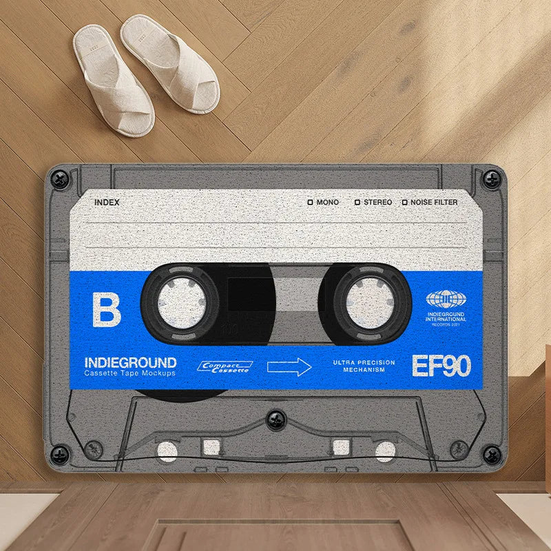 Retro cassette tape dirt-resistant floor mat