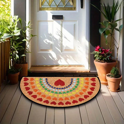 VIKAMA Rainbow Heart Half-Round Doormat