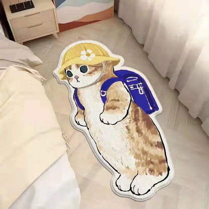 Faux Cashmere Cartoon Pet Rug Non-Slip Washable Bedroom Mat